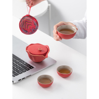 旅行茶具小套装便携式包单人迷你快客杯一壶两杯户外泡茶壶茶杯
