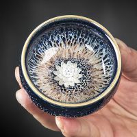 镶银建盏窑变天目纯手工陶瓷主人杯碗单杯十二生肖品茶盏功夫茶杯