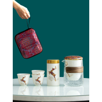 星鹿户外随身便携包旅行茶具套装玻璃快客杯陶瓷功夫泡茶壶茶杯