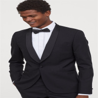 Pearl Diary男士商务西服上装深蓝色羊毛真丝混纺进口面料西装