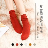 堆堆袜 女日系春秋棉新款卷边女袜纯色复古森系短靴袜套长筒袜子