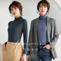 秋冬新款女装莫代尔长袖t恤高领打底衫内搭修身上衣