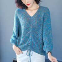 早秋新款女装针织衫洋气V领百搭针织毛衣