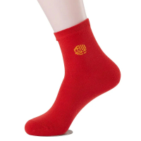 虎年本命年女士中筒红袜子秋冬款大红色棉袜 福字款女袜6双