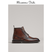 季中折扣 Massimo Dutti 男鞋 皮革色刺孔纳帕真皮短靴 16010022709
