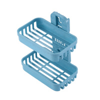 免打孔肥皂盒卫生间沥水壁挂香皂浴室置物架吸盘双层肥皂架|双层-蓝色[1套2层装]拍2件元4件元