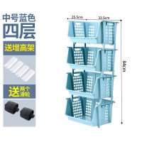 厨房蔬菜置物架放菜架水果收纳架用品家用大全儿童玩具零食整理筐|中号4层蓝色送轮子+增高架