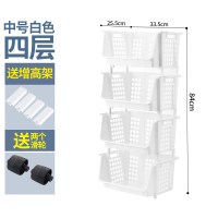 厨房蔬菜置物架放菜架水果收纳架用品家用大全儿童玩具零食整理筐|中号4层白色送轮子+增高架