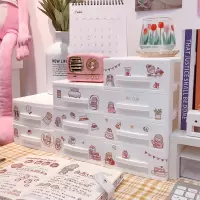 ins少女心胶带文具收纳盒抽屉式学生宿舍桌面化妆品置物架塑料