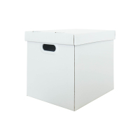 希山牛皮纸箱学生装书箱子档案纸盒有盖收纳盒大号搬家储物整|4号:29L(白色)尺寸:35*28*30cm 塑料提手
