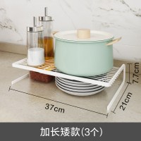 厨房冰箱橱柜内部隔层分层置物架 柜子收纳神器冰柜隔板台面锅架|[加长矮款]3个