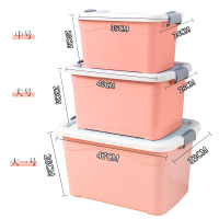 收纳箱塑料整理箱衣服有盖收纳盒子加厚特大小号储物箱三件套|樱花粉[中+大+大一号]3件套 [升级加厚加大版]