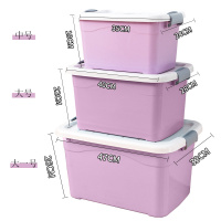 收纳箱塑料整理箱衣服有盖收纳盒子加厚特大小号储物箱三件套|香芋紫[中+大+大一号]3件套 [升级加厚加大版]