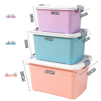 收纳箱塑料整理箱衣服有盖收纳盒子加厚特大小号储物箱三件套|随机混色[中+大+大一号]3件套 [升级加厚加大版]