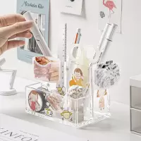 创意透明多功能笔筒学生简约桌面置物架文具收纳盒办公书桌整理盒