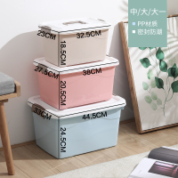 收纳箱塑料特大号衣服玩具有盖储物盒子家用超大容|马卡龙混色[大一号.大.中三件套][特价] 全新升级[特厚款]