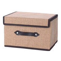 收纳箱特大号装衣服被子防水收纳箱折叠儿童玩具收纳盒宿舍储物箱|仿棉麻-咖啡棕 小号:26*20*17CM迷你款