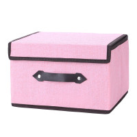 收纳箱特大号装衣服被子防水收纳箱折叠儿童玩具收纳盒宿舍储物箱|仿棉麻-蜜桃粉 大号:38*25*25CM