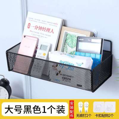宿舍神器床头收纳多功能寝室橱柜衣柜分层隔板厨房桌下挂篮置物架|墙面收纳大号黑色送安装配件 1层