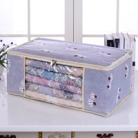 加厚无纺布收纳袋衣服棉被子整理袋防潮防尘搬家软收纳箱|浅灰色蘑菇 中号