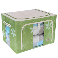 收纳箱牛津布钢架衣服被子百纳箱收纳盒储物箱衣物收纳箱|双视窗绿色 24升40*30*20厘米