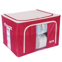 收纳箱牛津布钢架衣服被子百纳箱收纳盒储物箱衣物收纳箱|新款红点点 24升40*30*20厘米