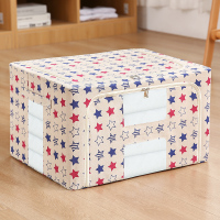 装衣服收纳箱布艺整理盒储物箱子折叠大|升级棉麻印花-炫彩繁星 20L[40*25*20cm]-可装内衣、内裤等贴身衣物