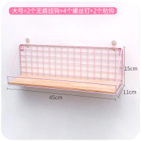 ins置物架床头挂篮可爱房间卧室挂墙宿舍神器床边空间大师收纳架|粉色大号 1层