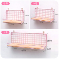 ins置物架床头挂篮可爱房间卧室挂墙宿舍神器床边空间大师收纳架|粉色小号+中号+大号 1层