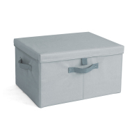 衣服收纳箱布艺衣柜收纳盒整理箱衣物储物箱特大号家用塑料收纳箱|深海灰 中号M:40*30*25cm