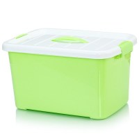 透明收纳箱塑料有盖手提衣服玩具长方形储物箱收纳|浅绿色 三件套(大+中+小)