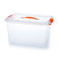 透明收纳箱塑料有盖手提衣服玩具长方形储物箱收纳|透明 中号(长35*宽24*高19cm)(适合零食水果)