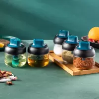 厨房调味罐玻璃调料盒勺盖一体收纳罐子家用放盐糖瓶组合套装油壶
