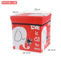 创意卡通儿童玩具收纳箱储物箱收纳盒可折叠书本玩具收纳凳收纳筐|红色方款-大象 卡通