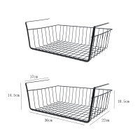 宿舍床下置物篮 隔板下挂篮 铁艺收纳架 寝室衣柜书桌分层置物架|黑色2个 1层