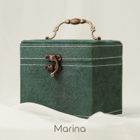 marina | 复古麂皮绒布首饰盒 便捷欧式大容量手提手提收纳箱饰品