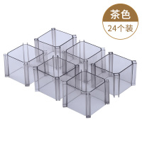 抽屉收纳分隔板衣柜隔断自由组合蜂巢式袜子收纳格塑料盒神器ah型|茶色24个装
