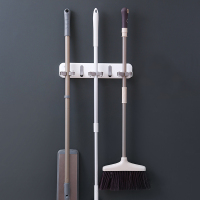 拖把夹挂钩扫把强力放拖布卫生间墙上神器免打孔壁挂式置物收纳架|升级款:3连拖把夹[粘性更强/带挂钩]