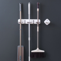 拖把夹挂钩扫把强力放拖布卫生间墙上神器免打孔壁挂式置物收纳架|[4夹套餐]3连款+1个拖把夹