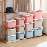 衣服小号车载塑料装书玩具储物箱加大号零食家用收纳箱收纳盒杂物|三件套[小号+中号+大号] 北欧粉色[优质款]