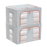 装衣服收纳箱布艺牛津布大号整理箱子家用可折叠衣物袋储物盒|升级棉麻-天空蓝 2个装-加强版20L[40*25*20cm]