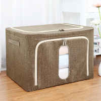 衣服收纳箱牛津布搬家整理神器布艺储物衣物衣柜大号盒袋家用神器|咖啡色[加厚棉麻款] 72升(1个装)特价大促