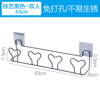 各种收纳神器浴室拖鞋架壁挂免打孔卫生间置物架子门后挂钩|铁艺黑色-双人
