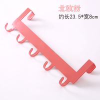 免打孔厨房橱柜门后挂钩置物架壁挂免钉无痕5连钩铁艺排钩收纳架|北欧粉单个装