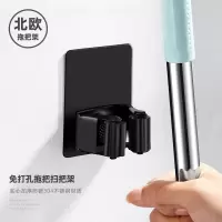 不锈钢拖把挂钩免打孔卫生间收纳扫把挂架强力固定拖布夹墙上壁挂|经典黑拖把架-单只装