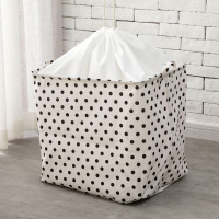 网红特大号棉麻收纳箱衣服玩具整理箱家用衣物被子收纳筐搬家神器|小圆点100L束口箱50*40*48 特大号