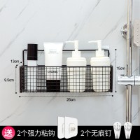 床头置物架免打孔挂墙墙壁挂架宿舍神器墙上收纳架卧室大学生|[网格款]中号黑色单层(送粘钩*2无痕钉)