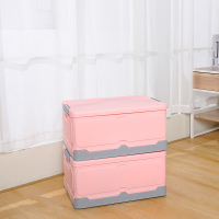 折叠式收纳箱学生书籍书本书箱塑料整理箱家用宿舍储|粉色大号两件套(学生党)⭐️⭐️ 折叠式收纳箱(❤升级加厚密封款❤)