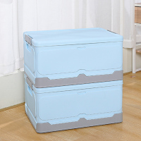 折叠式收纳箱学生书籍书本书箱塑料整理箱家用宿舍储|蓝色特大号两件套(学生党)⭐️⭐️ 折叠式收纳箱(❤升级加厚密封款❤)