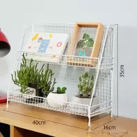 铁艺化妆品置物架桌面护肤品收纳盒北欧风格架子ins多层宿舍神器|珍珠白大号 2层